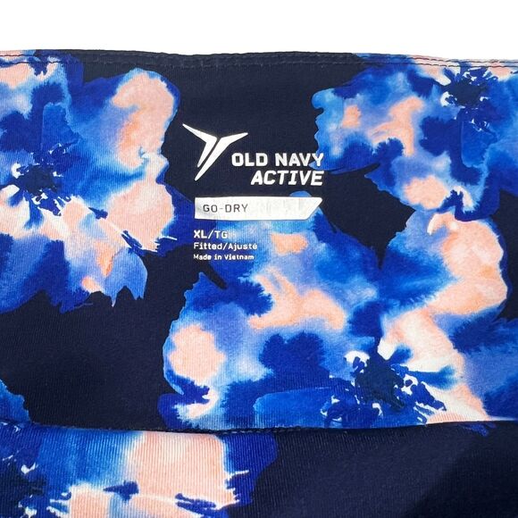 Old Navy Active Workout Leggings Blue Floral Pattern Women's Size XL - Picture 3 of 9